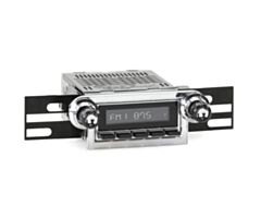 RetroSound Radio voor 64-66 Ford Thunderbird, Chrome met Zwarte Drukknoppen